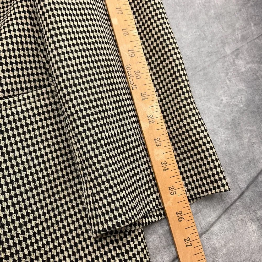 Christian St John Tallia Uomo Blazer Men 46R Black Beige Diamond Jacket USA VTG